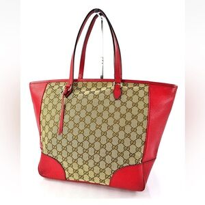 Gucci Red and Tan Signature Tote